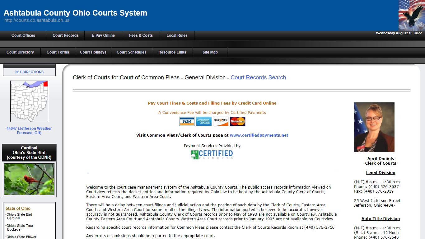 Clerk of Courts - Ashtabula County Courts System